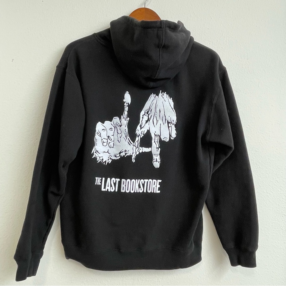 Last‎ Bookstore Hoodies Mens Small? Black Graphic Print Logo Whimsical Delta Fle